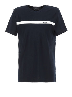 A.P.C.: t-shirts - Yukata logo band blue T-shirt