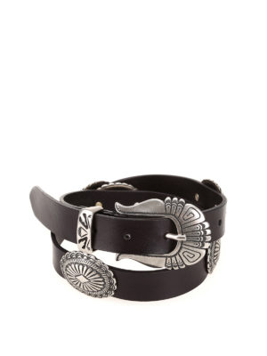 ALBERTA FERRETTI: cinture - Cintura in pelle nera con decori in metallo