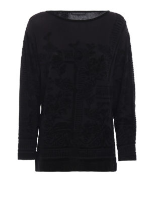 ALBERTA FERRETTI: bluse - Blusa nera in jersey goffrato