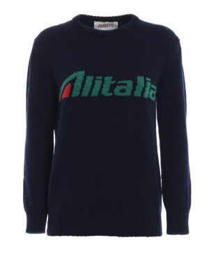 ALBERTA FERRETTI: maglia collo rotondo - Pullover con intarsio logo Alitalia
