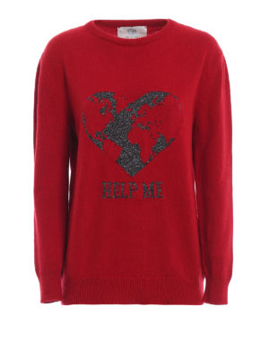 ALBERTA FERRETTI: maglia collo rotondo - Maglione over Help Me in cashmere rosso