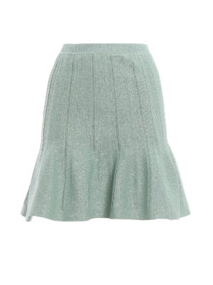 ALBERTA FERRETTI: minigonne - Minigonna godet in lamé verde chiaro