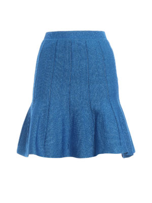 ALBERTA FERRETTI: minigonne - Minigonna godet in lamé blu elettrico
