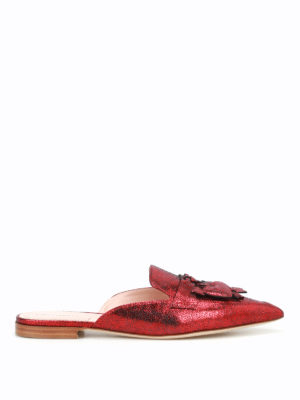 Alberta Ferretti: mules shoes - Mia red laminated leather mules