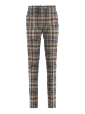 ALBERTA FERRETTI: Pantaloni sartoriali - Pantalone in lana a quadri grigio e beige