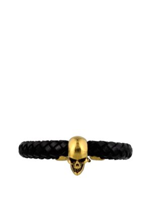 ALEXANDER MCQUEEN: Bracciali e Braccialetti - Bracciale in pelle nera Skull