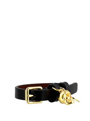 ALEXANDER MCQUEEN: Bracciali e Braccialetti - Bracciale Skull in pelle con fibbia