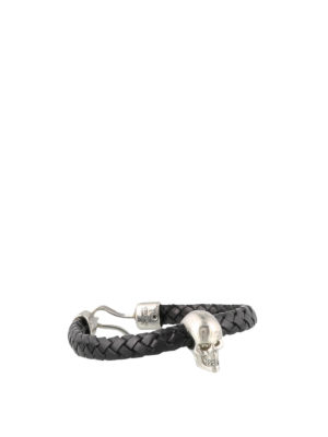ALEXANDER MCQUEEN: Bracciali e Braccialetti - Bracciale in nappa intrecciata con Skull