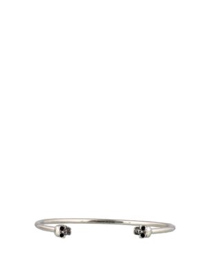 ALEXANDER MCQUEEN: Bracelets & Bangles - Twin Skull logo detailed bangle