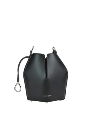 ALEXANDER MCQUEEN: Secchielli - Borsa secchiello nera in pelle