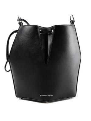 ALEXANDER MCQUEEN: Secchielli - Bauletto strutturato in pelle nera