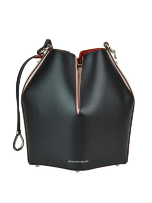 ALEXANDER MCQUEEN: Secchielli - Bauletto Bucket Bag in pelle color block