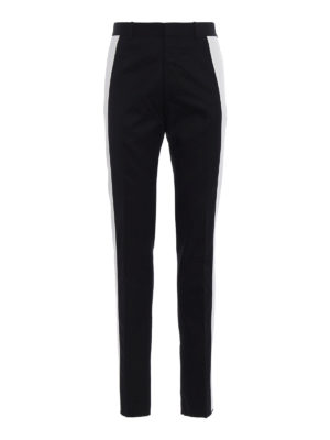 ALEXANDER MCQUEEN: pantaloni casual - Pantaloni in gabardina maxi bande