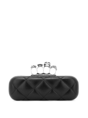 ALEXANDER MCQUEEN: pochette - Clutch Box in pelle con anelli in metallo