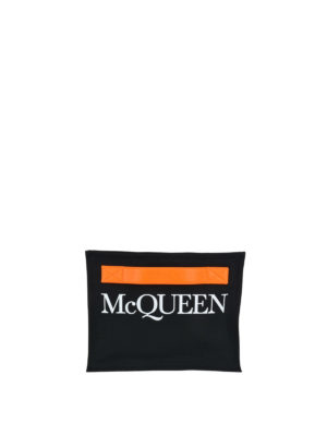 ALEXANDER MCQUEEN: pochette - Clutch con stampa logo e manico a contrasto