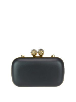 ALEXANDER MCQUEEN: pochette - Clutch Queen and King in nappa nera
