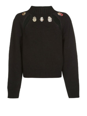 ALEXANDER MCQUEEN: maglia collo rotondo - Girocollo in misto cashmere con maxi cut-out