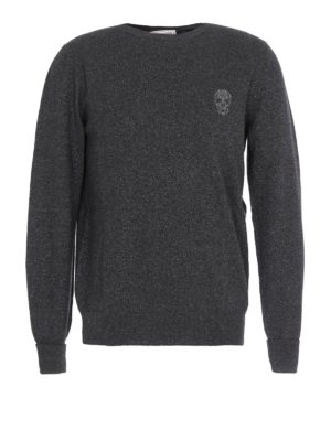 ALEXANDER MCQUEEN: maglia collo rotondo - Pull in lana e lurex con teschio jacquard