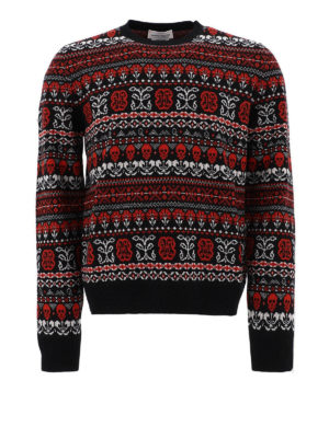 ALEXANDER MCQUEEN: crew necks - Skull geometric intarsia crew neck