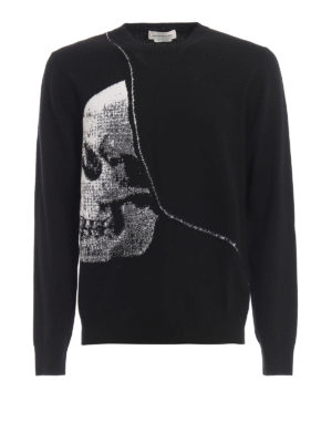 ALEXANDER MCQUEEN: maglia collo rotondo - Maglione in lana con Skull intarsiato