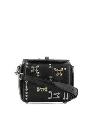 ALEXANDER MCQUEEN: borse a tracolla - Box Bag 16 in pelle nera