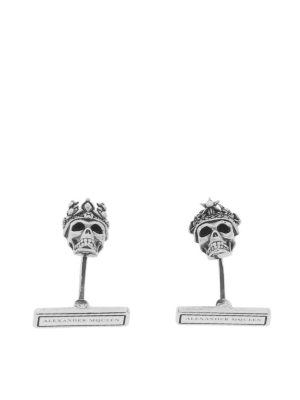 ALEXANDER MCQUEEN: Gemelli - Gemelli in ottone argento Skull heads