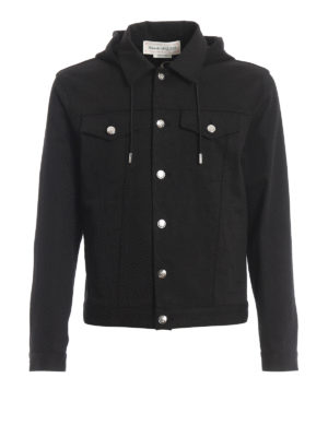 ALEXANDER MCQUEEN: giacche denim - Giubbotto di cotone con cappuccio e ricamo