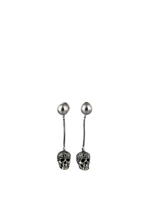 ALEXANDER MCQUEEN: Orecchini - Orecchini Pave Skull color argento