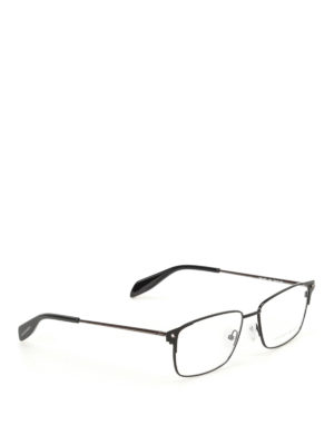 Alexander Mcqueen: glasses - Black metal eyeglasses