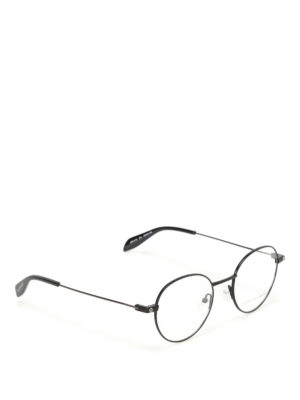 Alexander Mcqueen: glasses - Black metal round eyeglasses
