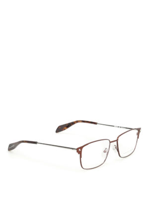 Alexander Mcqueen: glasses - Brown metal eyeglasses