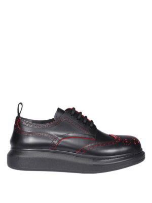 ALEXANDER MCQUEEN: lace-ups shoes - Brogue detail black leather lace-ups