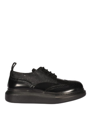 ALEXANDER MCQUEEN: lace-ups shoes - Brogue insert black leather lace-ups
