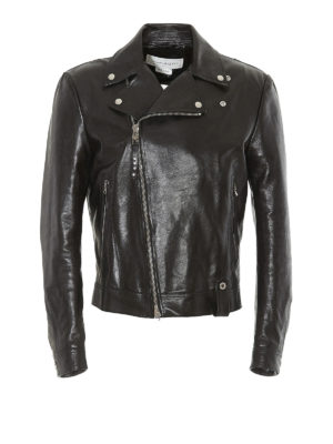 ALEXANDER MCQUEEN: leather jacket - Torn Skull inner print leather jacket
