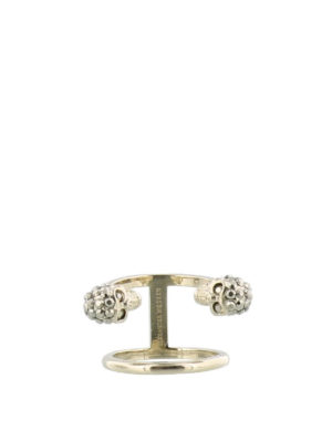 ALEXANDER MCQUEEN: Anelli - Anello doppio Twin Skull in ottone oro chiaro