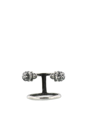 ALEXANDER MCQUEEN: Anelli - Anello doppio Twin Skull in ottone argento