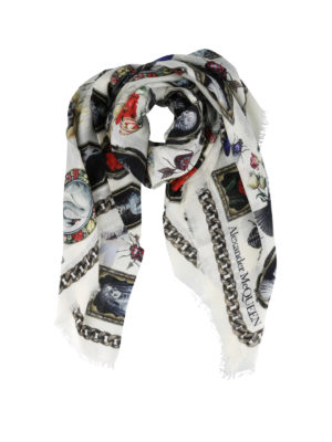 ALEXANDER MCQUEEN: sciarpe e foulard - Foulard Cameo and Curiosities in misto lana