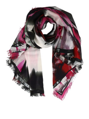 ALEXANDER MCQUEEN: scarves - Faded black and pink wool blend foulard