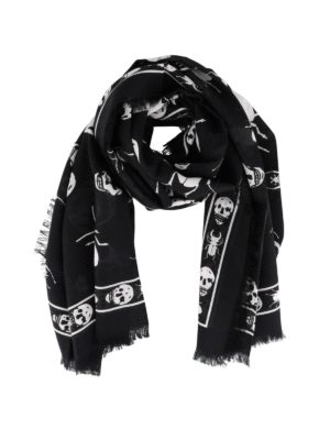 ALEXANDER MCQUEEN: sciarpe e foulard - Foulard Skull con stampa a contrasto
