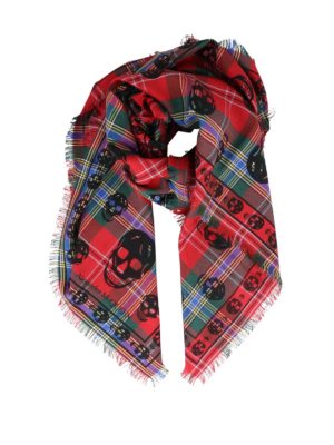 ALEXANDER MCQUEEN: sciarpe e foulard - Foulard Skull in misto seta tartan