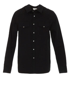 ALEXANDER MCQUEEN: shirts - Dragon embroidery cotton denim shirt