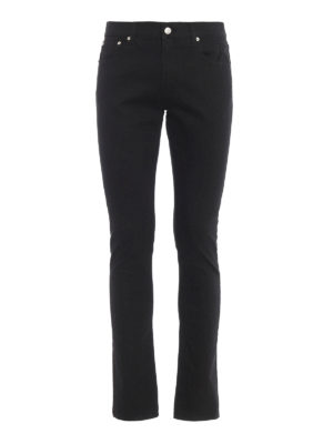 ALEXANDER MCQUEEN: jeans skinny - Jeans neri con ricamo rosso