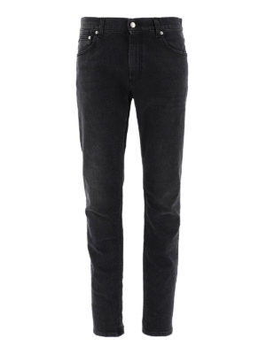ALEXANDER MCQUEEN: straight leg jeans - Logo embroidery straight leg jeans