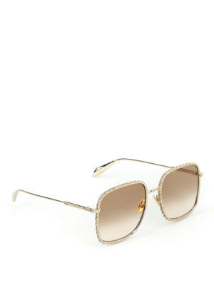 ALEXANDER MCQUEEN: occhiali da sole - Occhiali da sole squadrati con strass