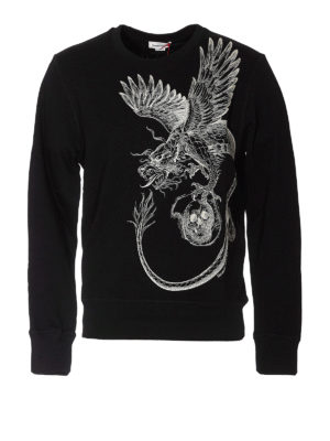 ALEXANDER MCQUEEN: Sweatshirts & Sweaters - Dragon logo embroidery cotton sweatshirt