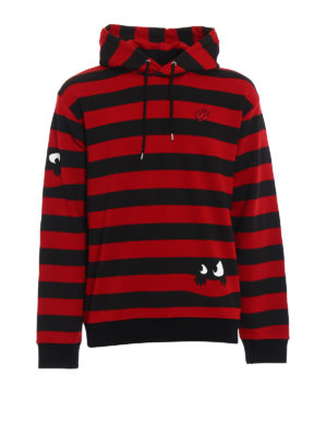ALEXANDER MCQUEEN: Sweatshirts & Sweaters - Monster print striped cotton hoodie