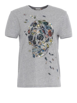 ALEXANDER MCQUEEN: t-shirt - T-shirt con stampa Beetle Cluster Skull