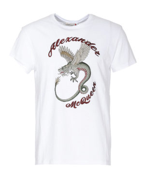ALEXANDER MCQUEEN: t-shirts - Dragon logo embroidery jersey T-shirt