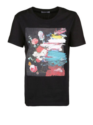 ALEXANDER MCQUEEN: t-shirt - T-shirt con stampa floreale e logo gotico