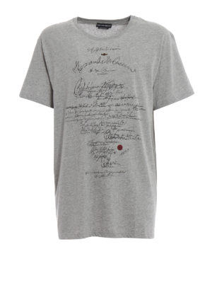 ALEXANDER MCQUEEN: t-shirt - T-shirt oversize grigia con stampa graffiti
